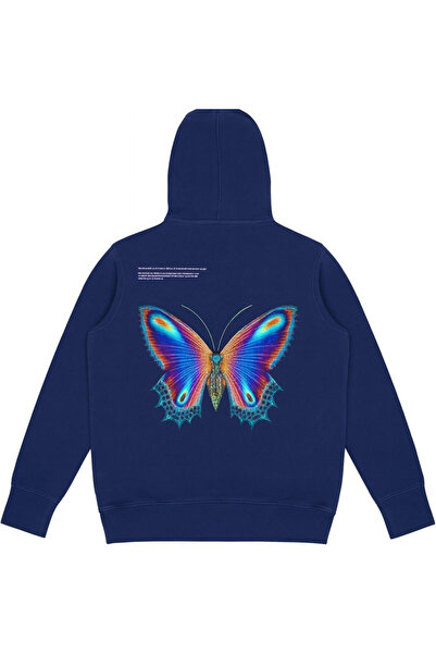 CLASSY.MODA Φούτερ Unisex oversized με κουκούλα με πολύχρωμο σχέδιο πεταλούδα...