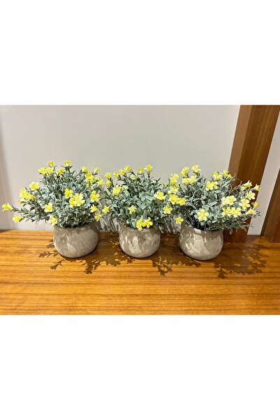 FB Cup 3-نباتات صناعية مزهرة صفراء من نوع S أزرق بلون الكوبالت لتزيين المنزل ...