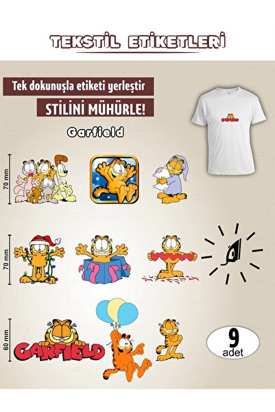 AGG Reklam Iron-On Clothing Label Garfield Set of 9