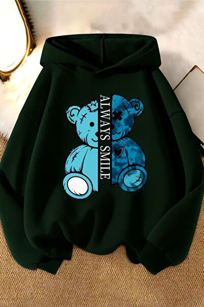 CLASSY.MODA Φούτερ Unisex με τύπωμα νήματα K με κουκούλα με τσέπη καγκουρό αρ...