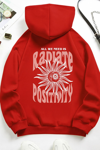 CLASSY.MODA Hanorac unisex cu 3 fire K cu glugă Kangaroo Pocket Sun Moon B cu...