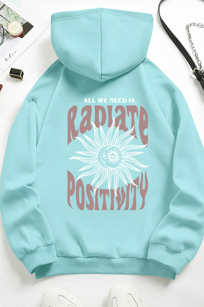 CLASSY.MODA سويت شيرت للجنسين 3 Thread K بغطاء رأس Kangaroo Pocket Sun Moon B...