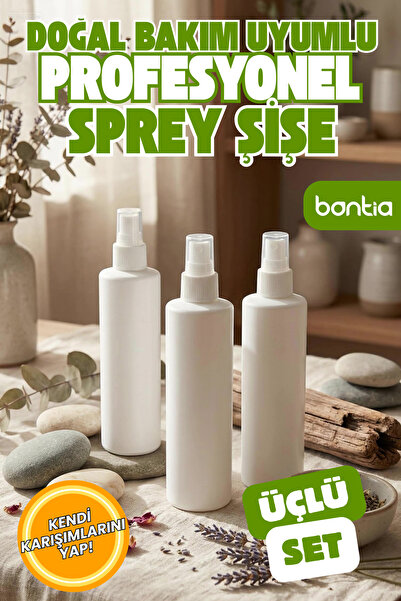 Bontia Profesyonel Boş Sprey Şişe 200 ml 3'lü Set – Bitkisel Bakım & Aromaterapi