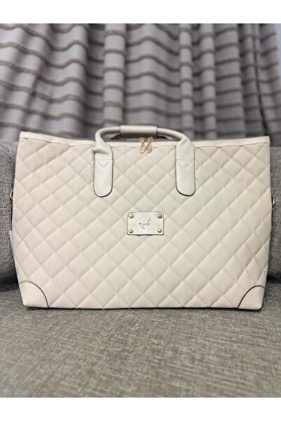 ÖZAR STORE Miami Polo Clup Krem Kapitone El Valizi Seyahat Çantası