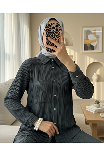 HİJABAYA Σετ δύο τεμαχίων από ύφασμα Tensel με μονή τσέπη και ραβδώσεις