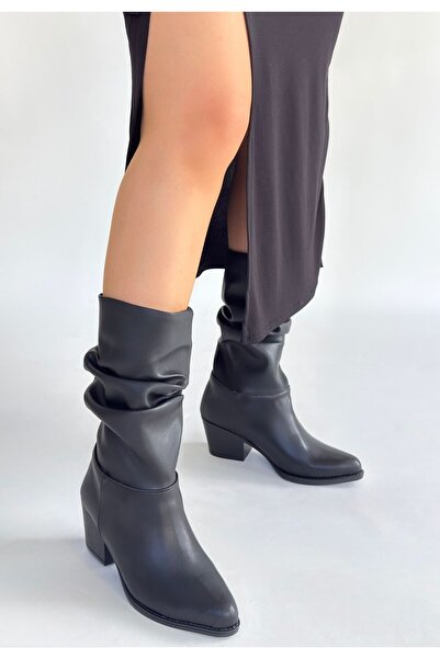 Kanonik Education Yior Black Leather Heeled Boots