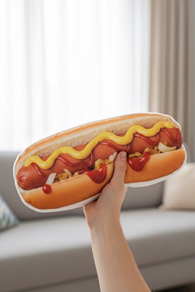 Yastık Adam Hor Dog Tasarımlı Eğlenceli Dekoratif Yastık