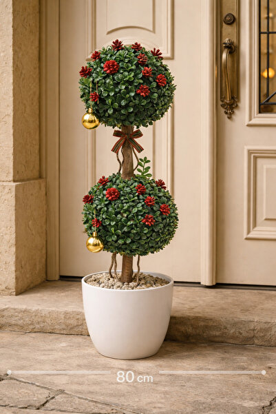 Marrone شجرة كبيرة الحجم أمام الباب 80 سم أكواز حمراء