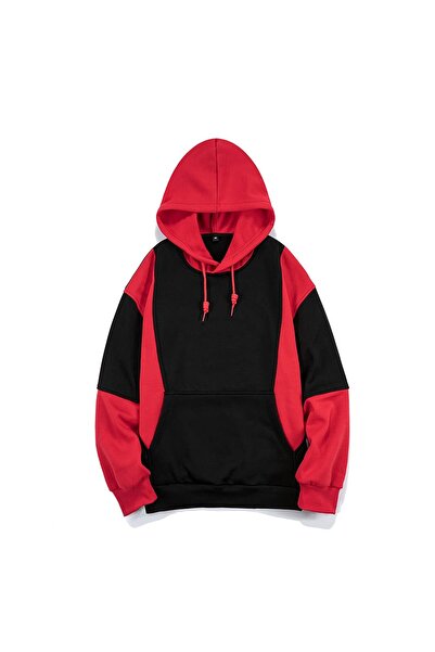 Viage Ανδρικό φούτερ με κουκούλα Vintage Casual Colour Block με τσέπη καγκουρ...