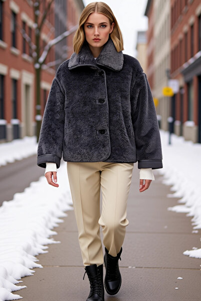 BENERLY Women's V-Neck Low Arm Long Sleeve Plush Coat Functional Durable Qual...