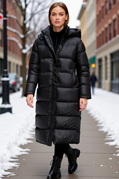 BENERLY Women's Hooded Long Standard Sleeve Thick Coat 100% Polyester Functio...