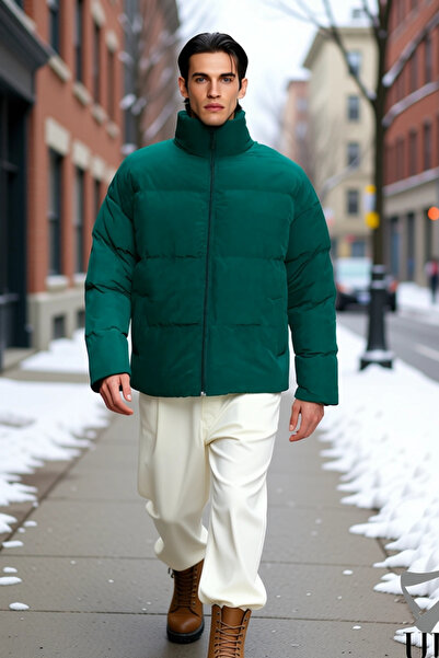 BENERLY Men's Oversized Fit Mock Neck Long Sleeve Zippered Coat Functional Du...