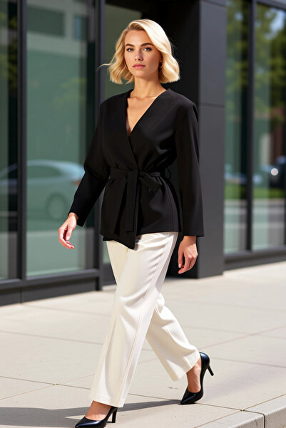 BENERLY Women's Double-Breasted Collar Long Sleeve Plain Pattern Woven Jacket...