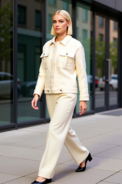 BENERLY Women Shirt Collar Low Sleeve Tweed Coat Functional Durable Quality C...