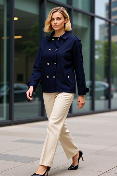 BENERLY Women Shirt Collar Plain Oversized 100% Cotton Denim Jacket Functiona...