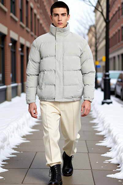 BENERLY Men's Mock Neck Standard Sleeve Regular Fit Puffer Coat Functional Du...