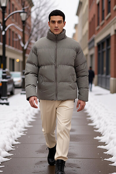 BENERLY Men's Oversized Fit Mock Neck Long Sleeve Zippered Coat Functional Du...