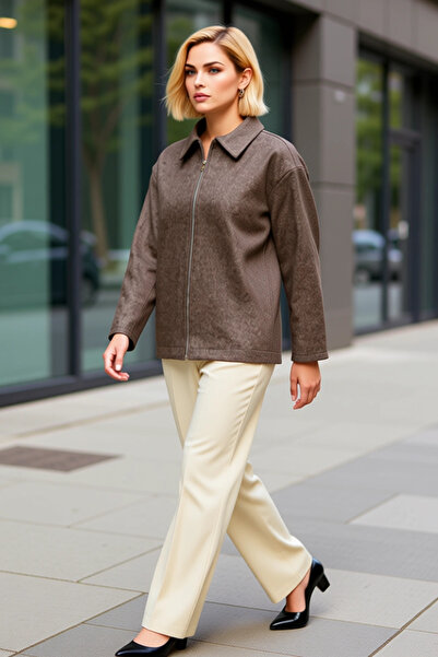 BENERLY Women Shirt Collar Standard Sleeve Solid Pattern Regular Fit Cashmere...