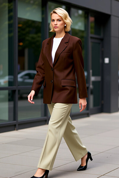 BENERLY Women's Jacket Collar Long Sleeve Standard Fit Plain Woven Jacket Fun...