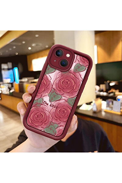 ucuc حافظة مقاومة للصدمات من السيليكون باللون العنابي بنمط الفراشة الوردية ال...