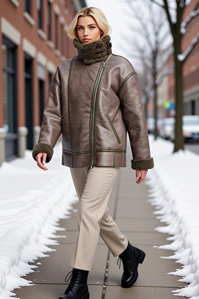 BENERLY Women Shirt Collar Low Sleeve Suede Biker Jacket Functional Durable Q...