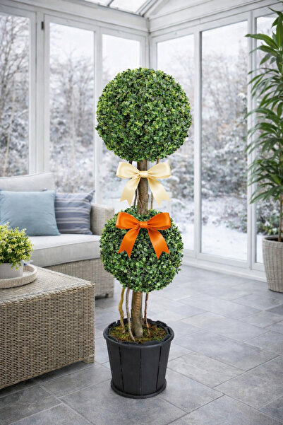 Marrone زينة شجرة اصطناعية للحديقة الشتوية بجانب المدفأة وواجهة الباب، جمال ب...