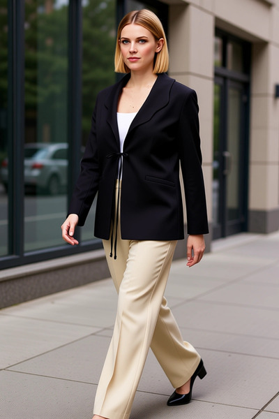 BENERLY سترة نسائية بياقة قياسية وأكمام عادية، مصنوعة من 87% بوليستر و13% إيل...