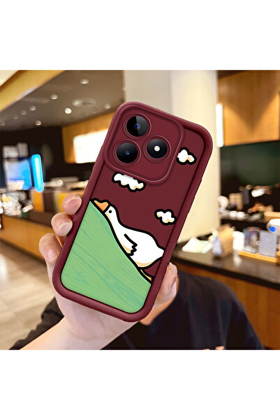 ucuc حافظة حماية مرنة متوافقة مع هاتف Realme Note 50 4G باللون العنابي على شك...