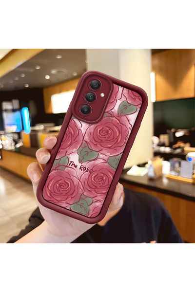 ucuc حافظة مقاومة للصدمات من السيليكون باللون الأحمر الداكن بنمط الفراشة الور...