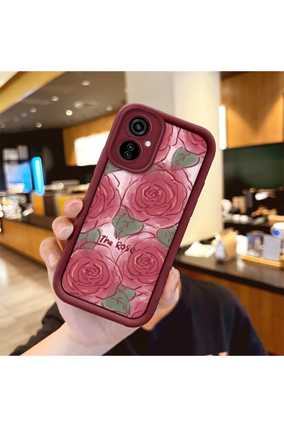 ucuc حافظة مقاومة للصدمات من السيليكون باللون العنابي بنمط الفراشة الوردية ال...