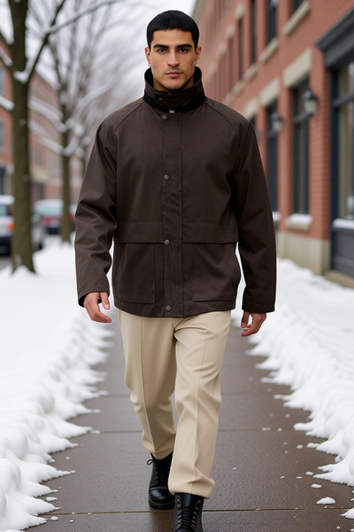 BENERLY Men's Jacket Collar Raglan Sleeve Gabardine Coat Functional Durable Q...