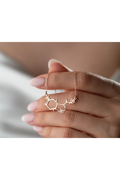 ANGORA GÜMÜŞ Serotonin Molekülü Gümüş Kolye – Mutluluk Sembolü Zarif Kadın Ko...