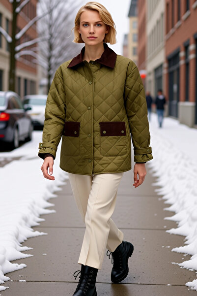 BENERLY Women Shirt Collar Standard Sleeve Quilted Coat Functional Durable Qu...