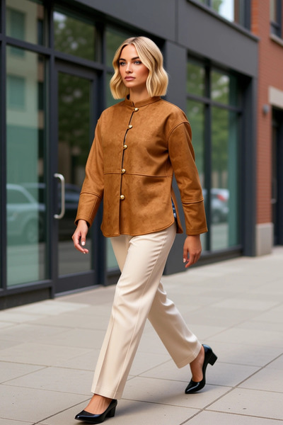 BENERLY Women's Judge Collar Plain Pattern Standard Sleeve Jacket Functional ...