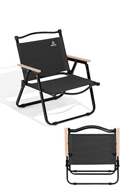 ARSTID كرسي قابل للطي للتخييم والمشي لمسافات طويلة، أسود