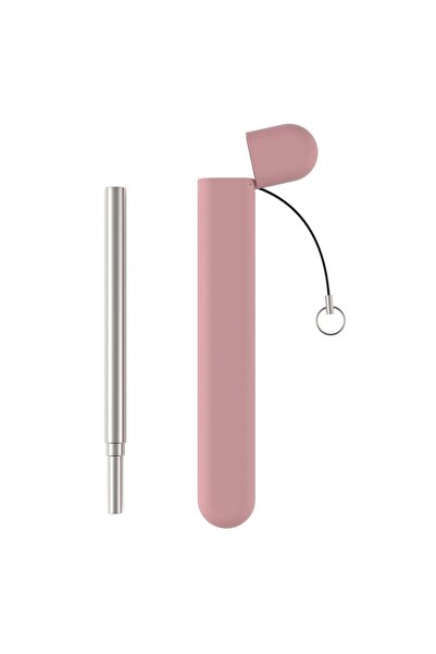 Lund London علبة سكيتلز سترو مدى الحياة - علبة مع ماصة وفرشاة - وردي