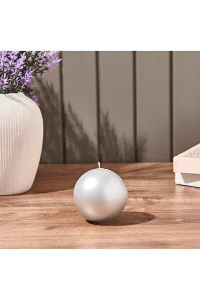 Hygge Mum - Yılbaşı Christmas Şans Bereket Topu - Gümüş - çap 8 cm - uzun yanma süresi ( 60 saat)