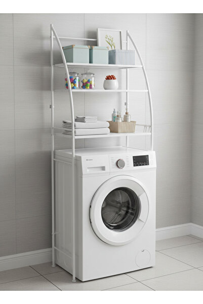 Living Metal Shelf with Curved Edges – White Color for Storage ,ht 160xL 65xW 25 cm