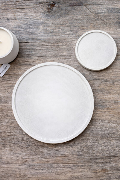 Circle Plate Beyaz Dekoratif Mum Tabağı