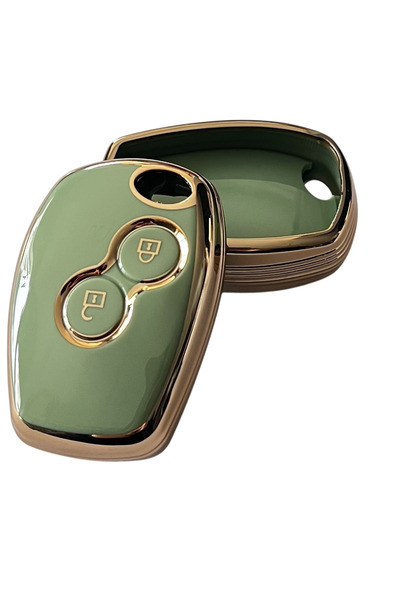 Kasey غطاء مفتاح تحكم عن بعد متوافق مع رينو كليو 3 وداسيا لوجان وداستر وسانديرو، سلسلة مفاتيح سيارة باللون الأخضر والذهبي