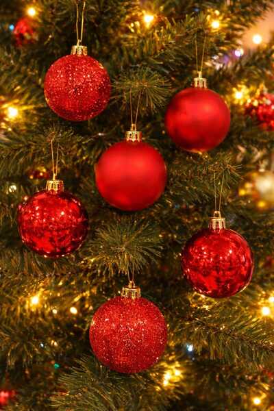 happyevents 6 cm kırmızı yılbaşı ağacı süsü top seti - 6'lı parlak / mat / simli karışık dekor seti