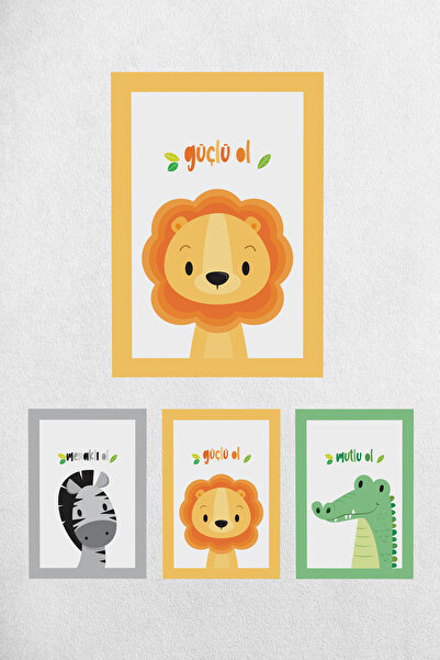 Mutluluk Atölyem ملصق بحجم A4 - 21×30 سم، 3 قطع بتصميم السفاري لتزيين جدران غ...