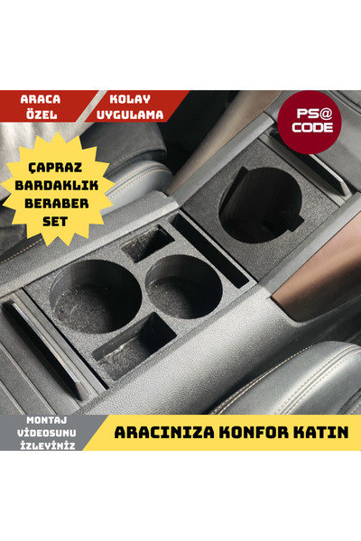 psa code 2019-2026 Peugeot Rifter-Berlingo-Combo-Doblo uyumlu Orta Konsol Bardaklık ve Çapraz Bardaklık Set