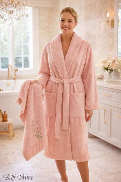 Elif Mira Одномісний набір халатів з рушником для ванної кімнати з бавовняної...