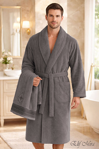 Elif Mira Одномісний набір халатів з рушником для ванної кімнати з бавовняної букли | Nuvia