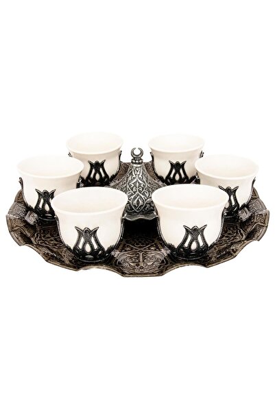 E orient Six-Piece Metal Coffee Cup Set _ Special Set for Coffee Presentation |   Arabian Espresso & Zemzem Set