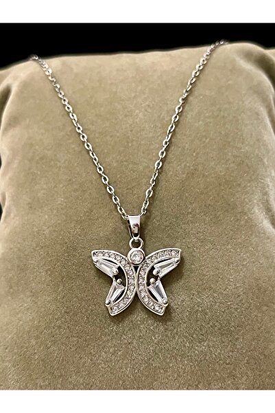 KZNovaStyle طقم أقراط وقلادة على شكل فراشة مرصعة بحجر الزركون |   طقم مجوهرات...