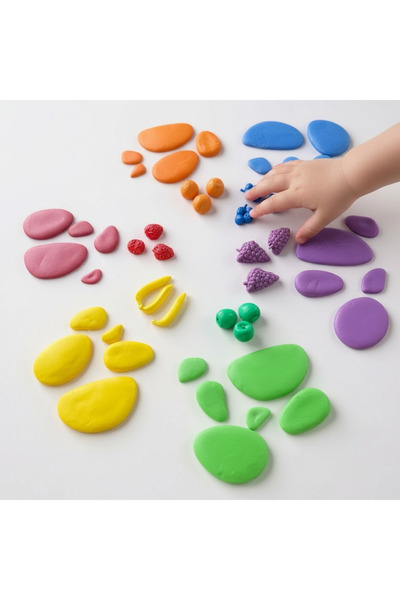 edumatoys Montessori Rainbow Pebbles and Fruits Counters