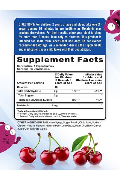 Nature's Truth Kids Melatonin Gummy | 1mg | 40 Count | Vegan, Non-GMO & Gluten Free Gummies | Cherry