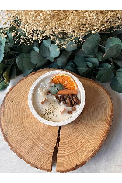 cev den store Portakal Tarçın Mum Kış Bahçesi Mumluk Beton Özel Tasarım Mumlu...